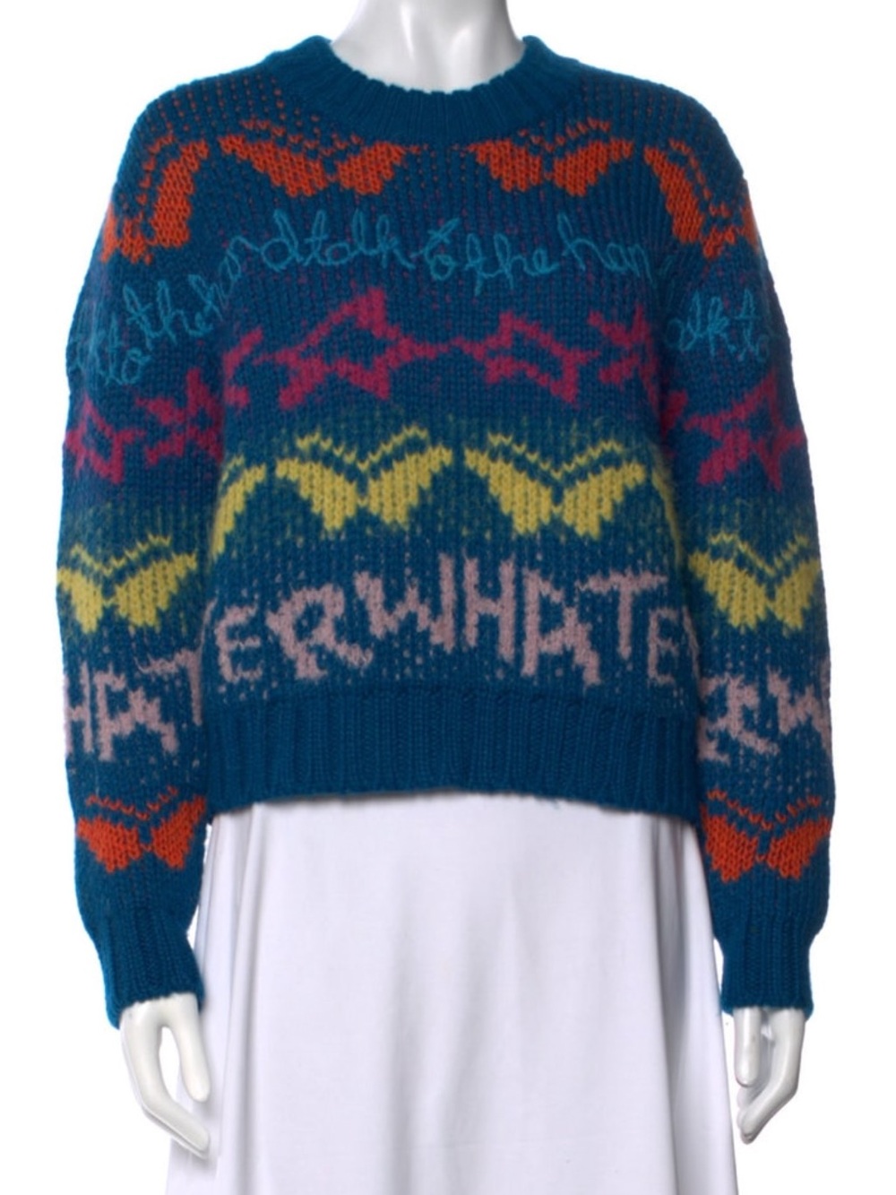 LINGUA FRANCA Luxury Embroidered Alpaca Wool Sweater • Womens LARGE • US 8 • NWT - Picture 5 of 13